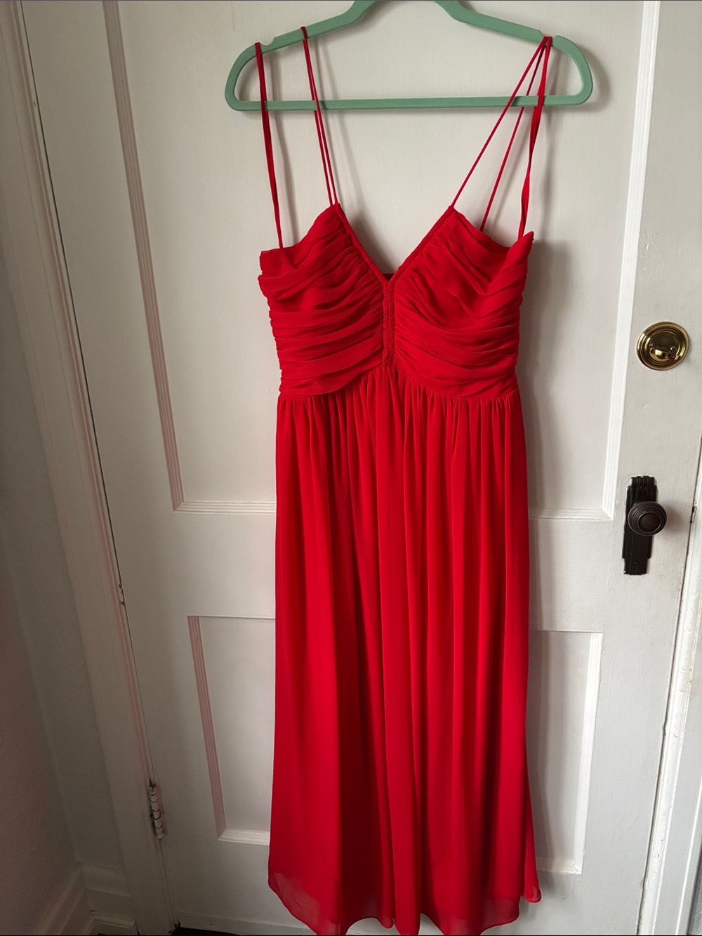 Ever New Red Ruched Bodice Midi Dress